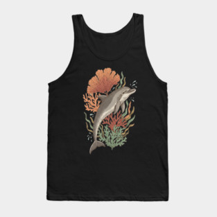 Dynamic Bottlenose Dolphin Coral Art Tank Top