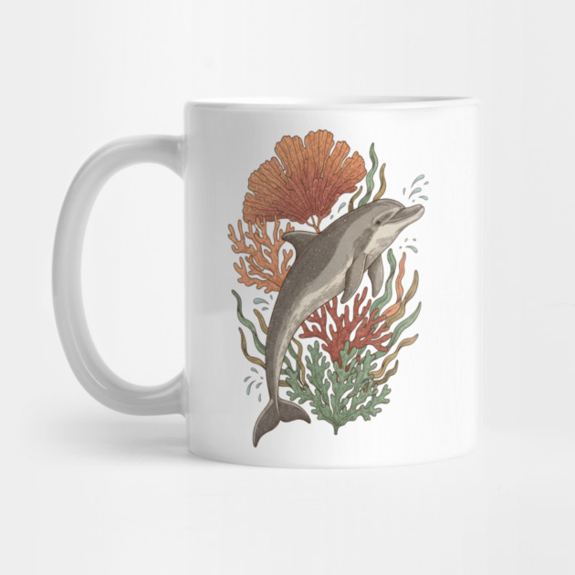 Dynamic Bottlenose Dolphin Coral Art by BirdsnStuff