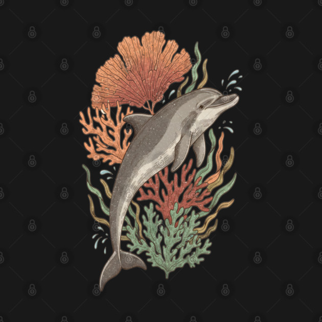 Dynamic Bottlenose Dolphin Coral Art by BirdsnStuff