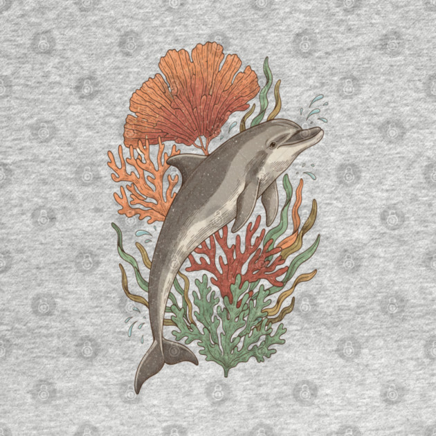 Dynamic Bottlenose Dolphin Coral Art by BirdsnStuff