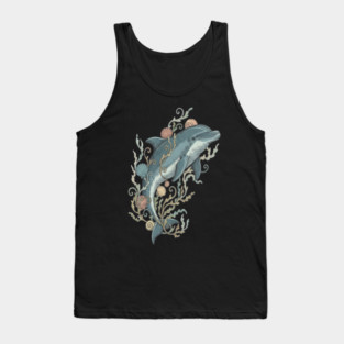 Nautical Bottlenose Dolphin and Seashells Tank Top