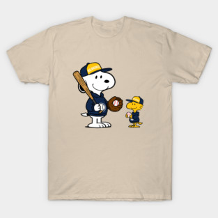 Milwaukee Brewers - Snoopy & Woodstock Baseball Style M031 T-Shirt