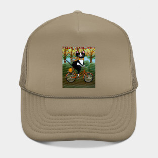 Tuxedo Cat Autumn Bicycle Ride Hat