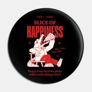 Vintage Pizza Poster Print | Slice of Happiness Wall Art | Retro Kitchen Decor | Aesthetic Room Decor | Food Poster | Pizza Lover Gift Pin