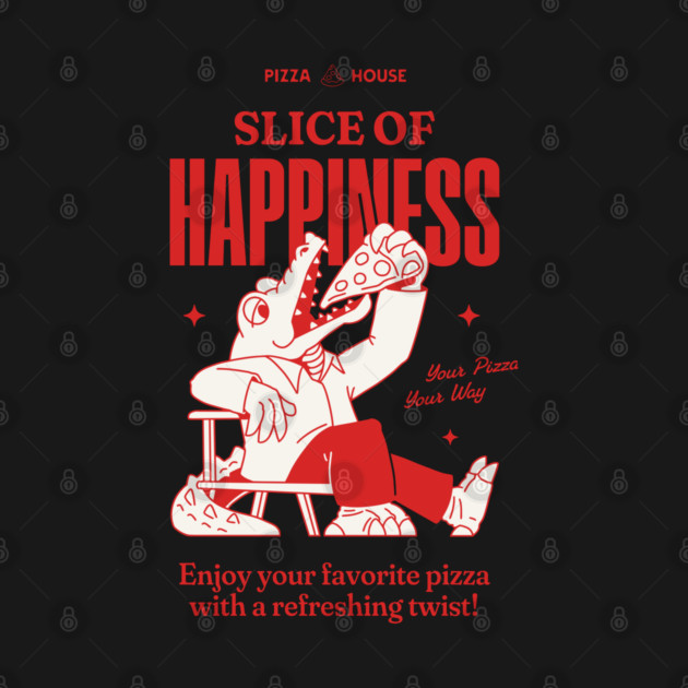 Vintage Pizza Poster Print | Slice of Happiness Wall Art | Retro Kitchen Decor | Aesthetic Room Decor | Food Poster | Pizza Lover Gift by egawilldoit