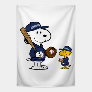 Minnesota Twins - Snoopy & Woodstock Baseball Style M033 Tapestry