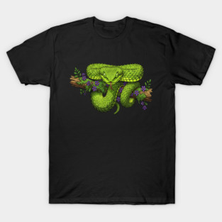 Bush Viper With Purple Flowers T-Shirt
