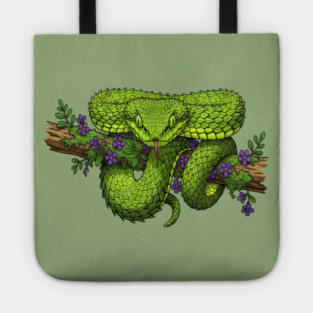 Bush Viper With Purple Flowers Tote