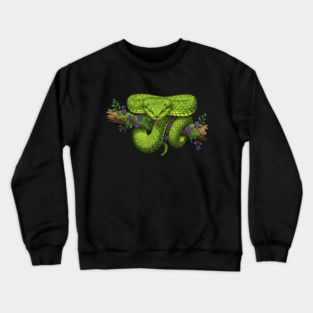 Bush Viper With Purple Flowers Crewneck Sweatshirt