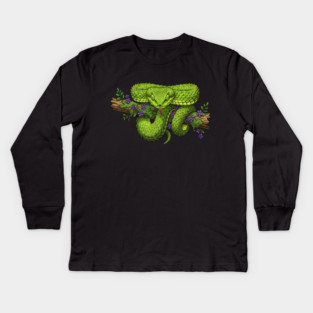 Bush Viper With Purple Flowers Kids Long Sleeve T-Shirt