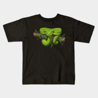 Bush Viper With Purple Flowers Kids T-Shirt