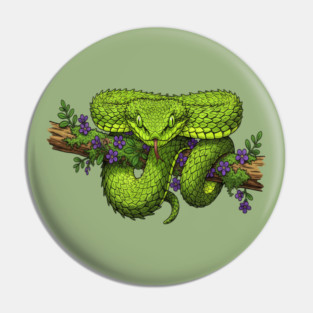 Bush Viper With Purple Flowers Pin