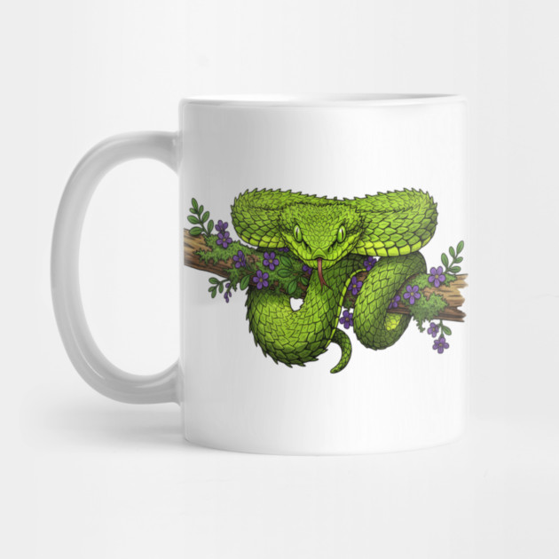 Bush Viper With Purple Flowers by BirdsnStuff
