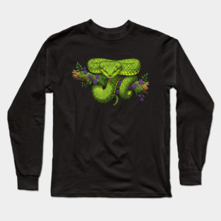 Bush Viper With Purple Flowers Long Sleeve T-Shirt