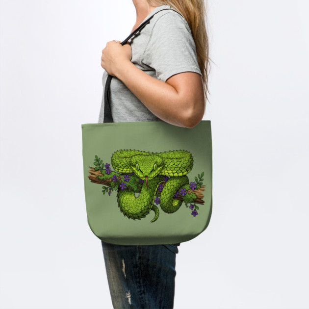 Bush Viper With Purple Flowers by BirdsnStuff