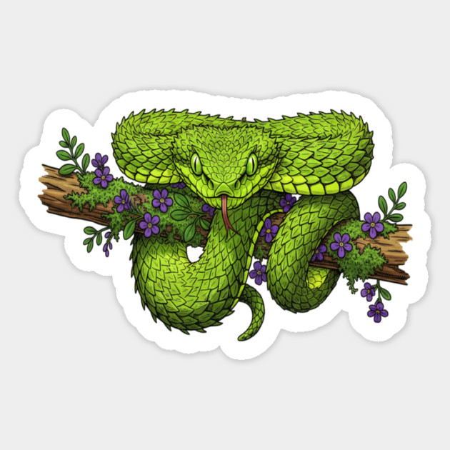 Bush Viper With Purple Flowers Magnet by BirdsnStuff