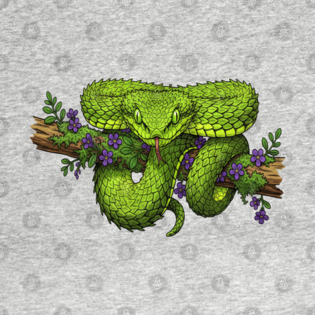 Bush Viper With Purple Flowers by BirdsnStuff