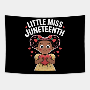 Little Miss Juneteenth Girl Toddler Black History Kids Tapestry