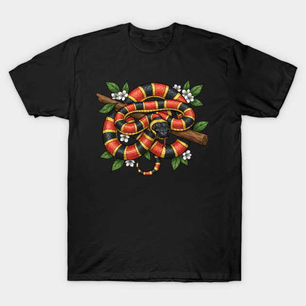 Coral Snake in Blooming Forest T-Shirt by BirdsnStuff
