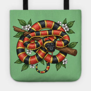 Coral Snake in Blooming Forest Tote