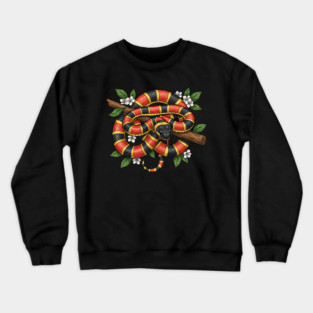 Coral Snake in Blooming Forest Crewneck Sweatshirt