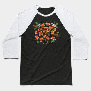 Coral Snake in Blooming Forest Baseball T-Shirt