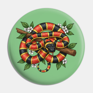 Coral Snake in Blooming Forest Pin