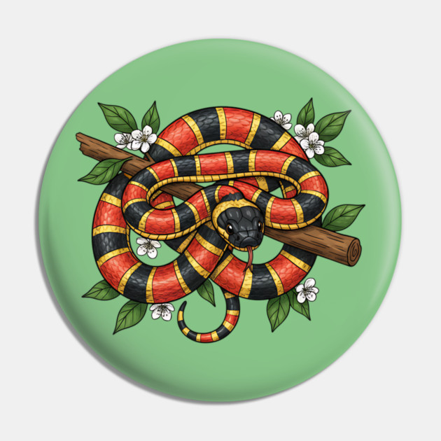 Coral Snake in Blooming Forest Pin by BirdsnStuff