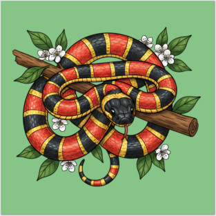 Coral Snake in Blooming Forest Posters and Art