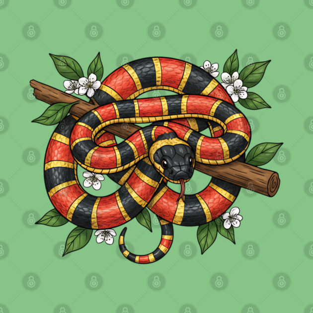 Coral Snake in Blooming Forest by BirdsnStuff