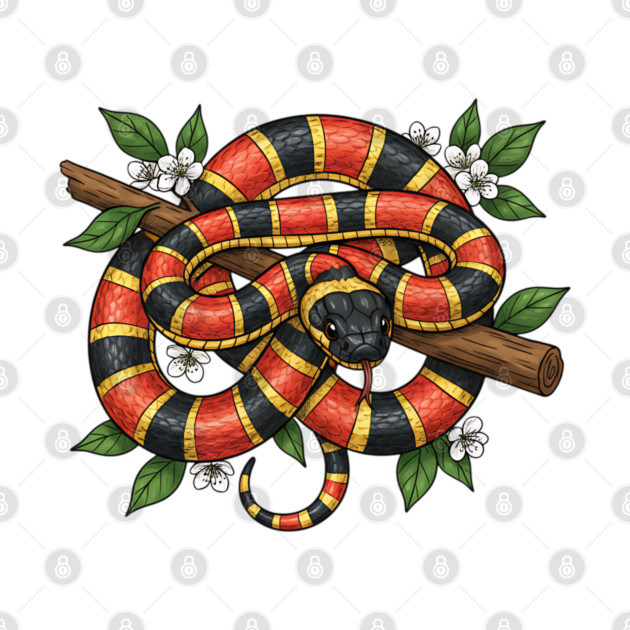 Coral Snake in Blooming Forest by BirdsnStuff