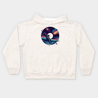 Cosmic Sound: Astronaut Voyage across Galaxy and Vinyl Music Kids Hoodie