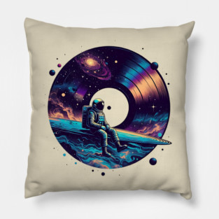 Cosmic Sound: Astronaut Voyage across Galaxy and Vinyl Music Pillow