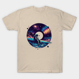 Cosmic Sound: Astronaut Voyage across Galaxy and Vinyl Music T-Shirt