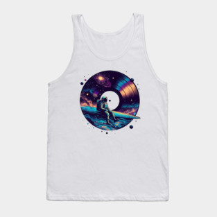 Cosmic Sound: Astronaut Voyage across Galaxy and Vinyl Music Tank Top
