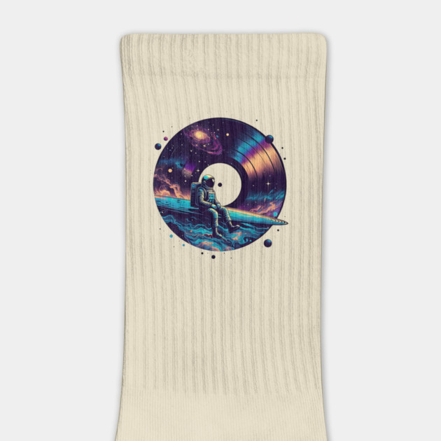 Cosmic Sound: Astronaut Voyage across Galaxy and Vinyl Music by Pixel Threads 