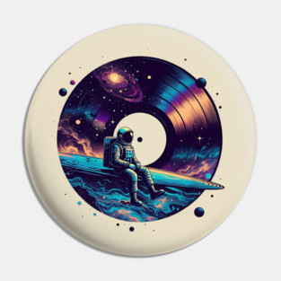 Cosmic Sound: Astronaut Voyage across Galaxy and Vinyl Music Pin