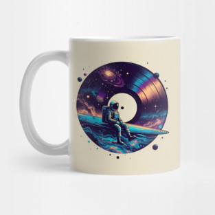 Cosmic Sound: Astronaut Voyage across Galaxy and Vinyl Music Mug