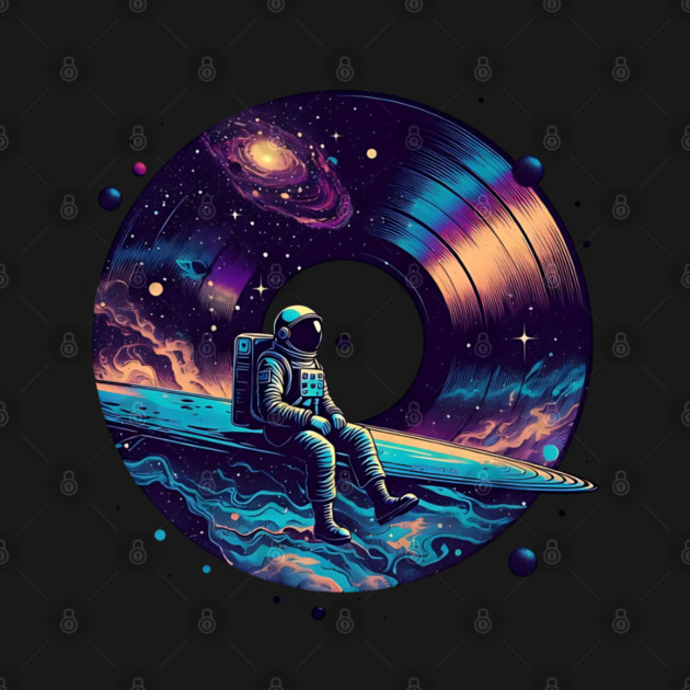 Cosmic Sound: Astronaut Voyage across Galaxy and Vinyl Music by Pixel Threads 