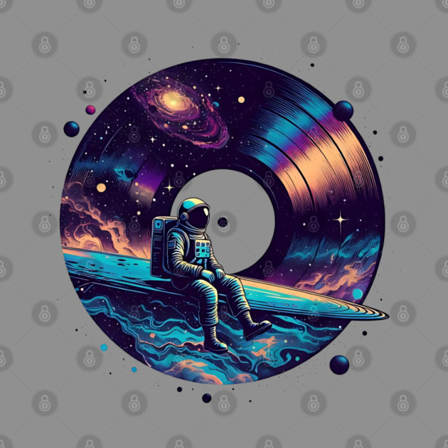 Cosmic Sound: Astronaut Voyage across Galaxy and Vinyl Music by Pixel Threads 