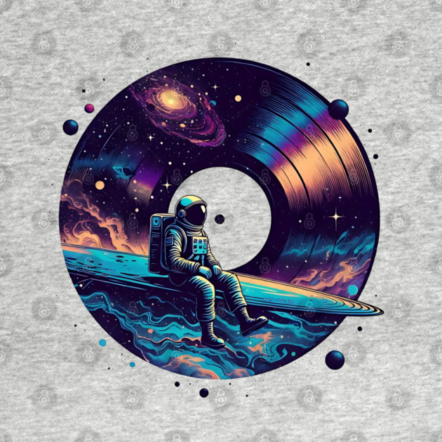 Cosmic Sound: Astronaut Voyage across Galaxy and Vinyl Music by Pixel Threads 