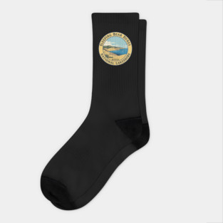Sleeping Bear Dunes National Lakeshore Nature Travel Vintage Badge Socks