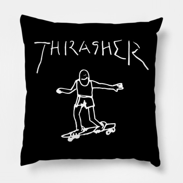 Thrasher Guy Pillow by Shit Post Hero