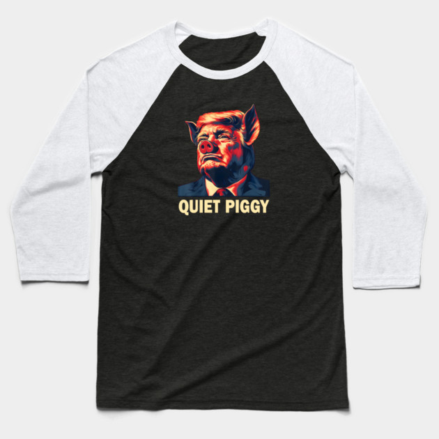 Quiet Piggy Baseball T-Shirt by Charles's Store 8