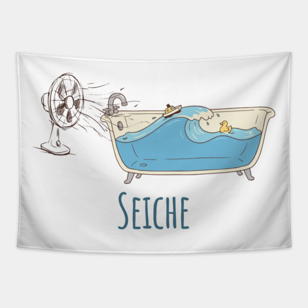 Seiche: the definition of Seiche in a cute cartoon Tapestry by Luxinda