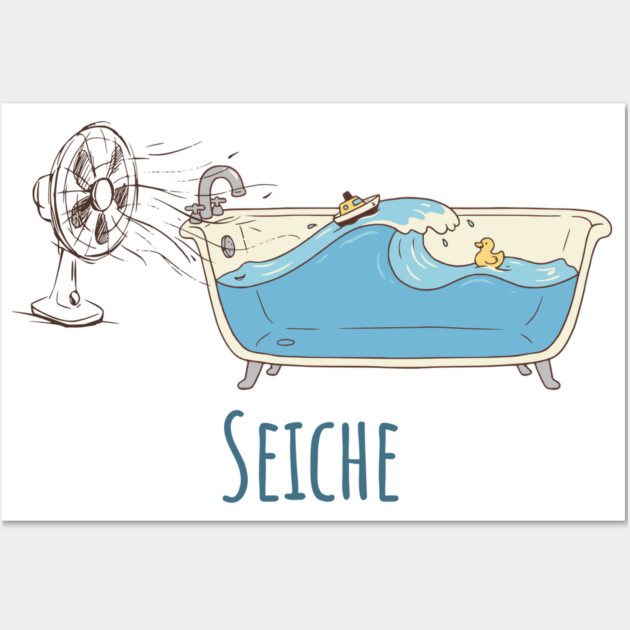 Seiche: the definition of Seiche in a cute cartoon Wall Art by Luxinda