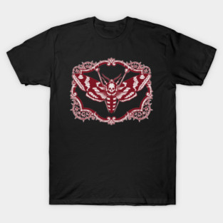 Ornate Gothic Skull Illustration Vintage Dark Art Death Moth T-Shirt