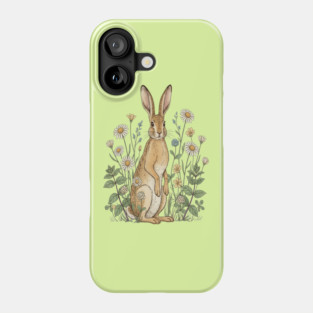 Curious Hare Among Field Flowers Phone Case