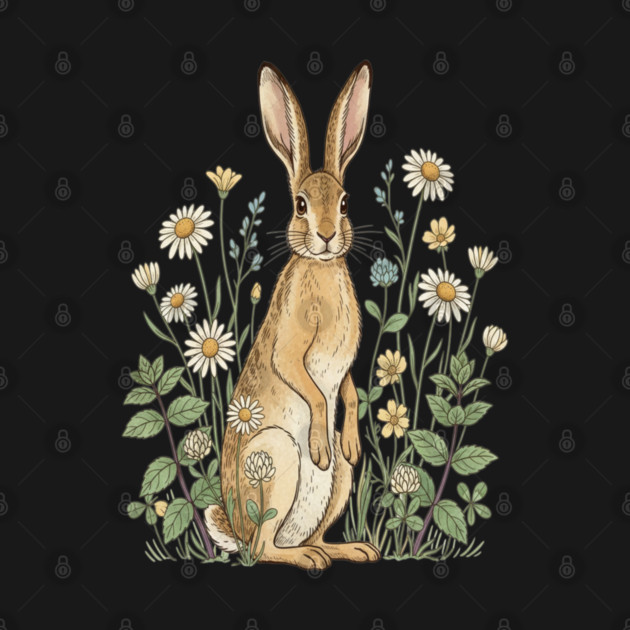 Curious Hare Among Field Flowers by BirdsnStuff