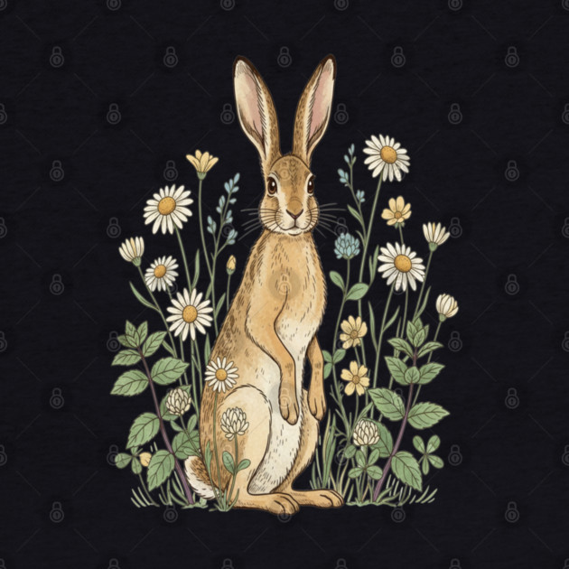 Curious Hare Among Field Flowers by BirdsnStuff